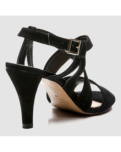 Sandales en Velours de Cuir Jiji noires - Talon 8 cm